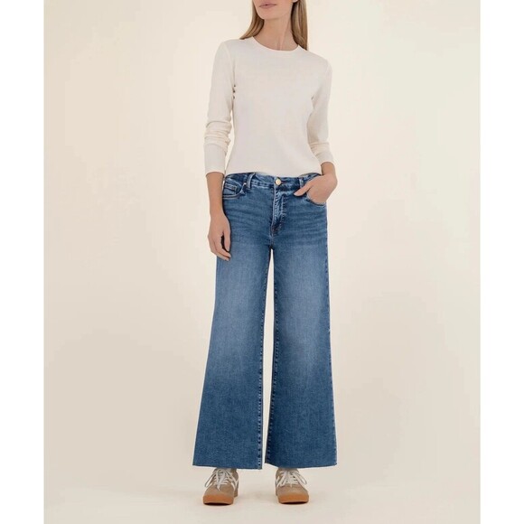 KUT from the Kloth Denim - Kut from the Kloth Wide-Leg High-Rise Meg Fab Ab Jeans Raw Hem Women's Plus 22W